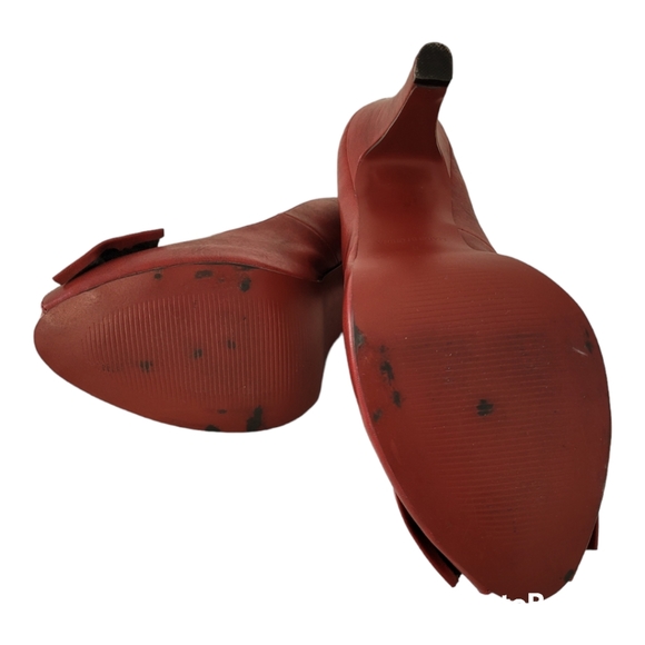 Red Peep Toe Heels - Picture 6 of 7